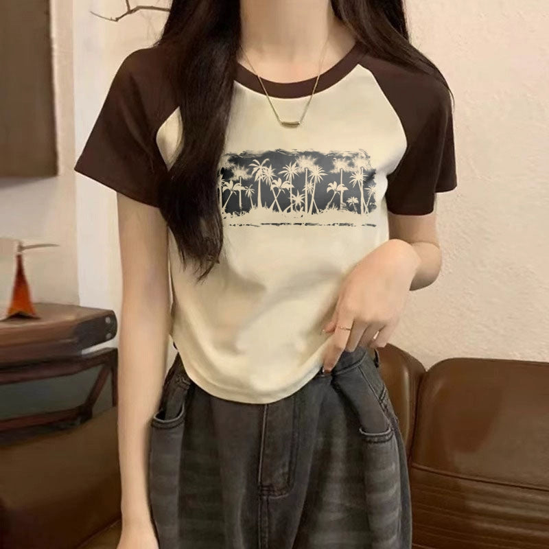 t111 Chic Contrast Color Summer T-Shirt dev2-aff.