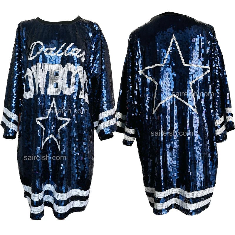 Shimmering Blue Star Sequin Dress for Stunning Style.