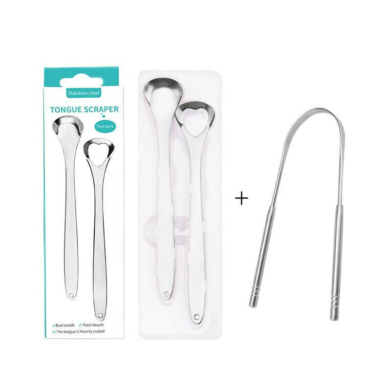 Stainless steel tongue cleaner two colors metal tongue scraper oral care tool brush cleaning remove stain to fresher breath.