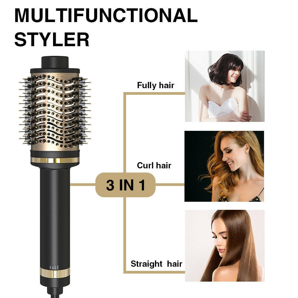 LISAPRO Hot Air Brush & Volumizer Multifunctional 3 In 1 Hair Dryer Hair Curler Straightener Comb Electric Blow Dryer with Comb.