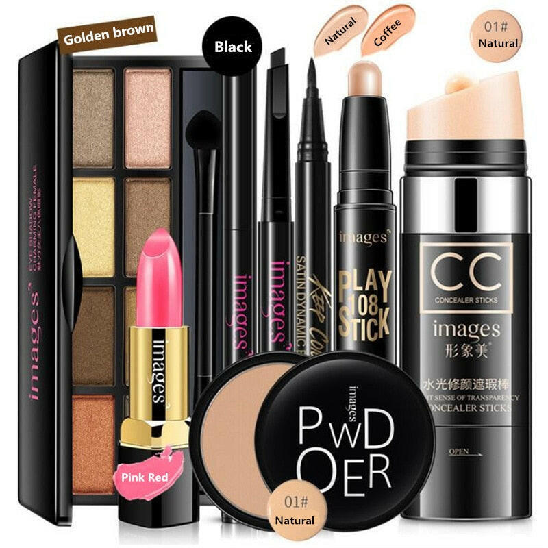 New Women Brand Makeup Set,Fashion Cosmetics Kit,Anti-wrinkle BB Cream,WaterProof Roll Mascara,Magic Eyeliner,Charming Lipstick.
