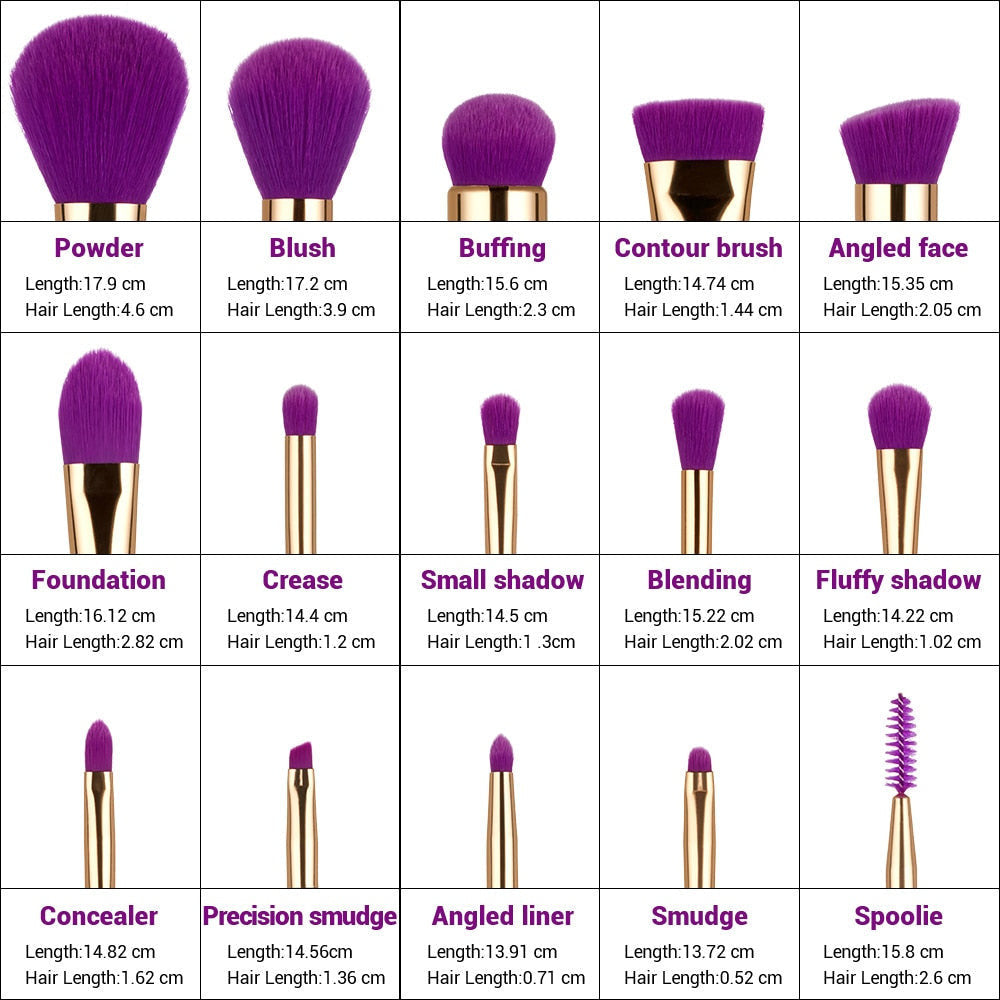 Jessup Makeup Brushes Set 15pcs Purple/Dark Violet Brochas Maquillaje Pinceaux Maquillage Eyeshadow Powder Liner Contour Spoolie.