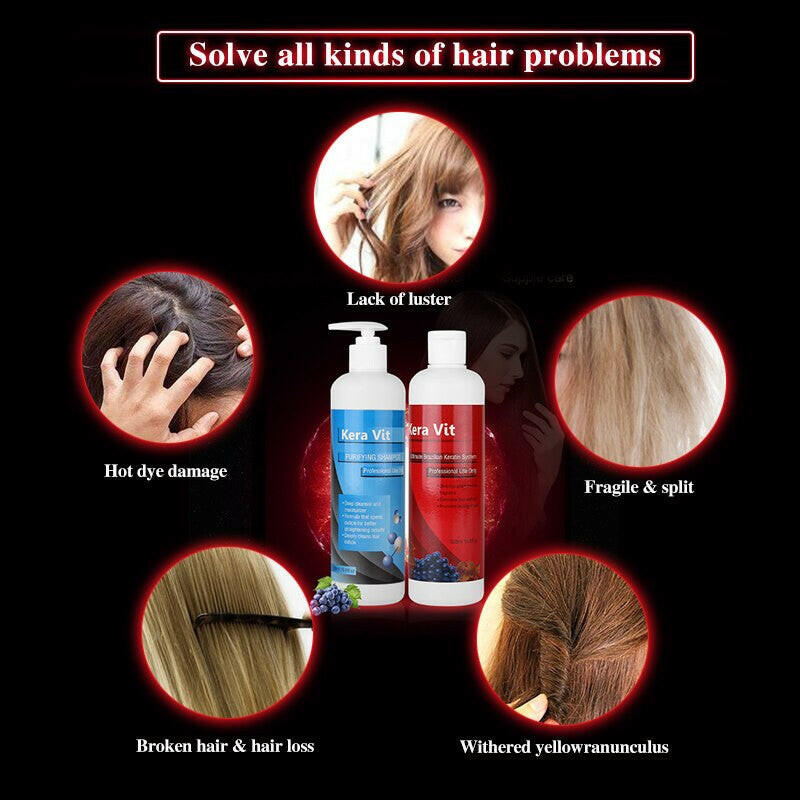 KeraVit 500ml Straightening Hair Product 5% Brazilian Treatment Keratin Hair Straightening+500ml Purifying Shampoo Free Shipping.