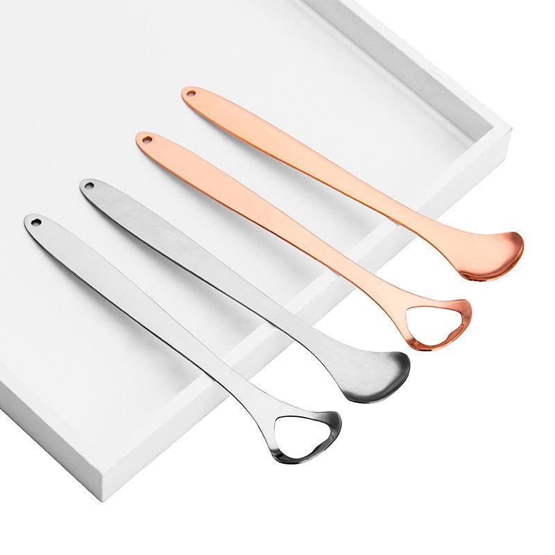 Stainless steel tongue cleaner two colors metal tongue scraper oral care tool brush cleaning remove stain to fresher breath.
