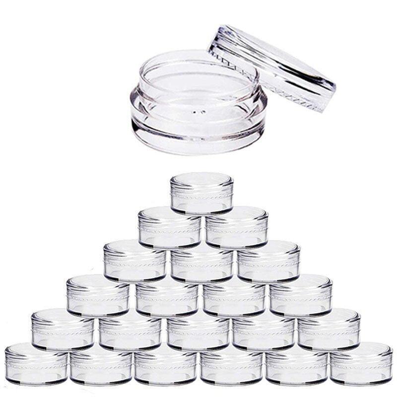 100pcs 2g/3g/5g/10g/15g/20g Empty Plastic Clear Cosmetic Jars Makeup Container Lotion Bottle Vials Face Cream Sample Pot Gel Box.