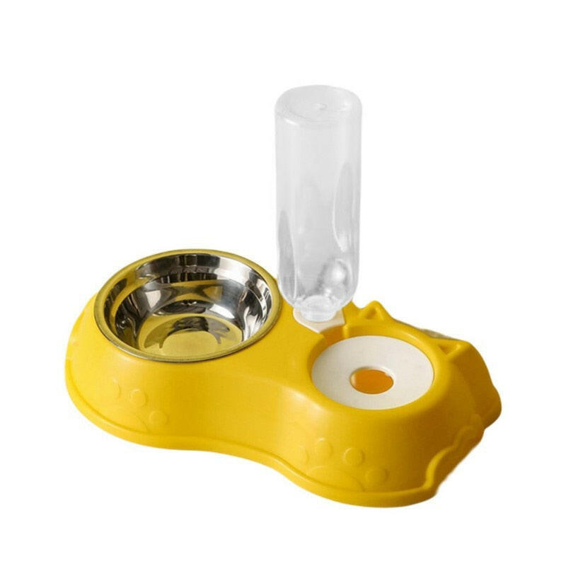 t111 500ML Dog Bowl Cat Feeder Bowl With Dog Water Bottle Automatic Drinking Pet Bowl Cat Food Bowl Pet Stainless Steel Double 3 Bowl dev2-aff.