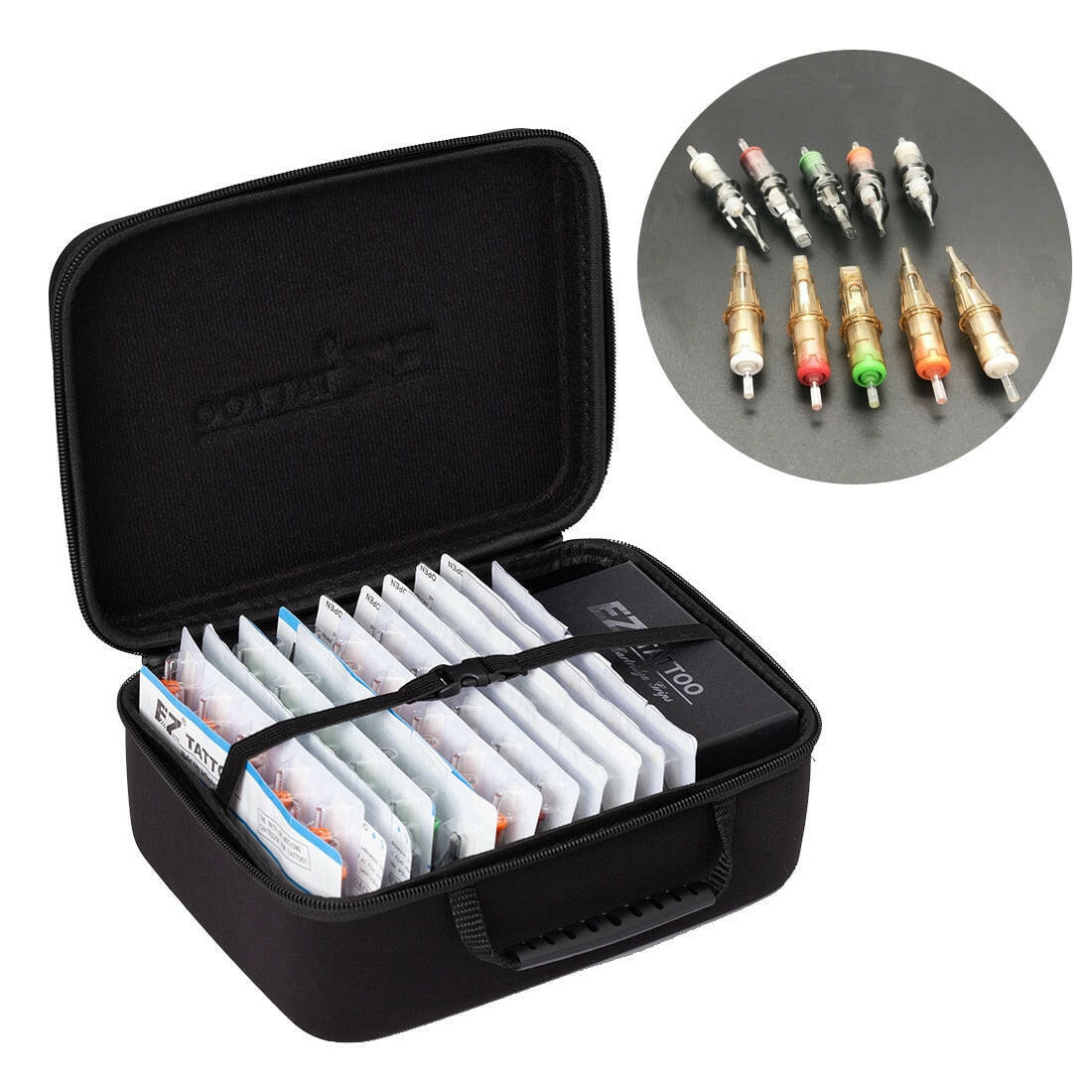 100 Pcs EZ V-Select Cartridge Tattoo Needle Kits RL RS M1 M1C Mixed Size with 2 Pcs Tattoo Grips Tattoo Kits Supply.
