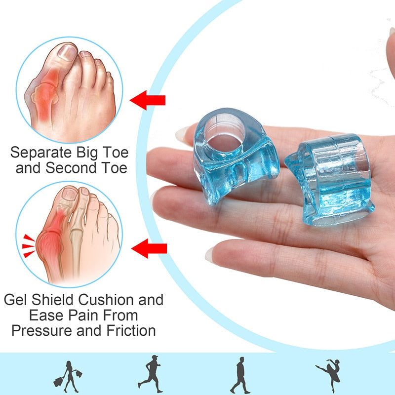 Sumifun Blue Soft Silicone Gel Toe Separator Hallux Valgus Bunion Spacers Thumb Corrector Foot Care Tool 1Pairs/2pcs.