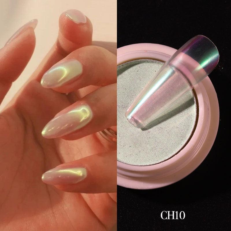1g/box Transparent Holo Nail Glitter Mirror Aurora Neon Powders Dust Chameleon Nail Art Chrome Pigment Dipping Powder Decoration.
