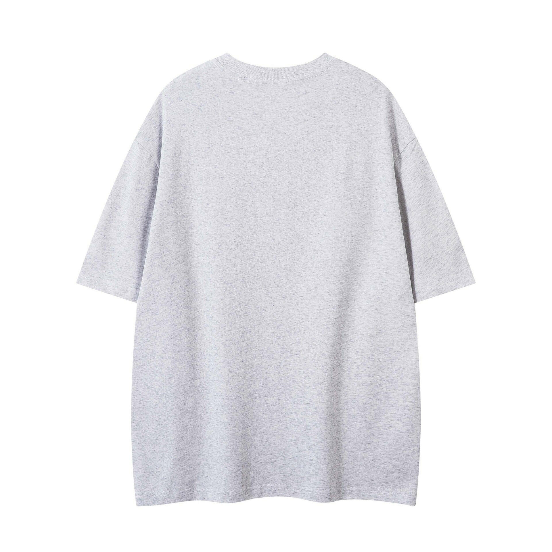 Hand-Painted Cartoon Cat Letter Print Short Sleeve T-Shirt Unisex Loose Casual Top.
