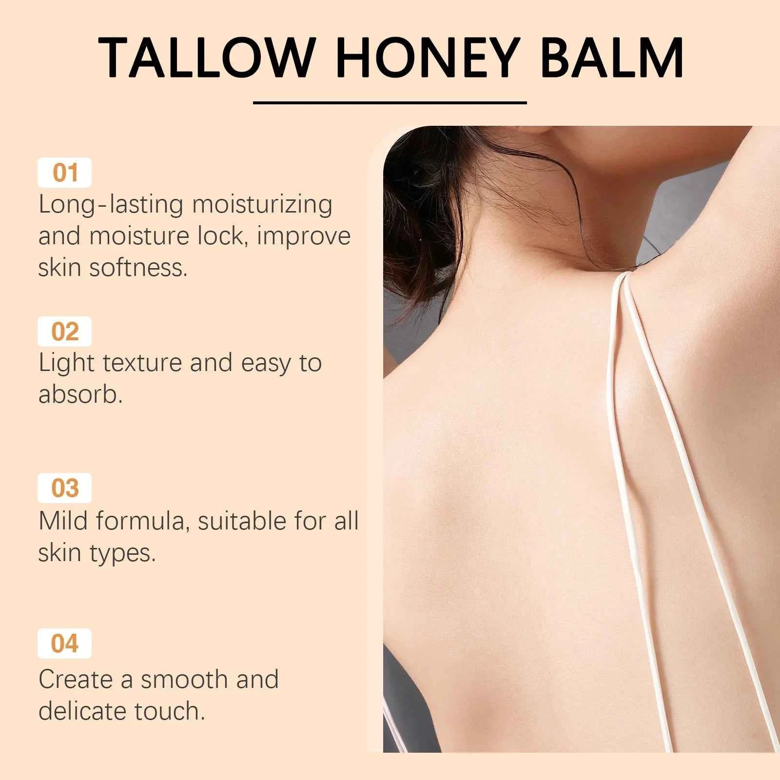 Tallow Honey Balm Deep Hydrating Relieve Dryness Lightening Body Lotion Tighten Fine Lines Shrink Pores Lift Collagen Face Cream.