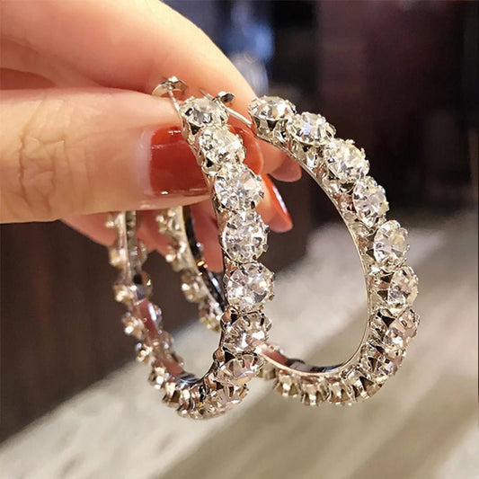 Accessories for Women Crystal Hoop Earrings for Women Valentine's Day Mother's Day Gift  Wedding Engagement Earring Jewelry.