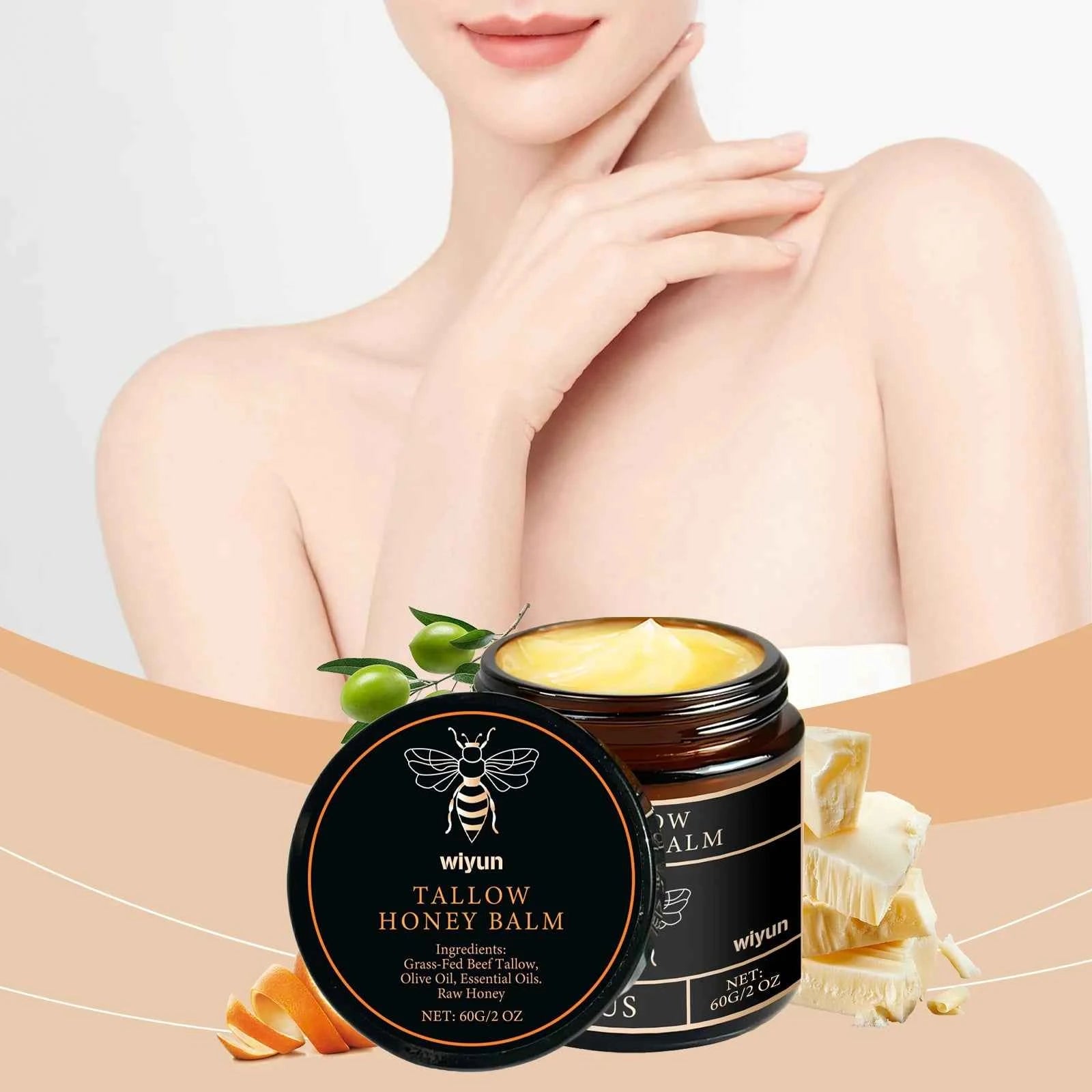 Tallow Honey Balm Deep Hydrating Relieve Dryness Lightening Body Lotion Tighten Fine Lines Shrink Pores Lift Collagen Face Cream.