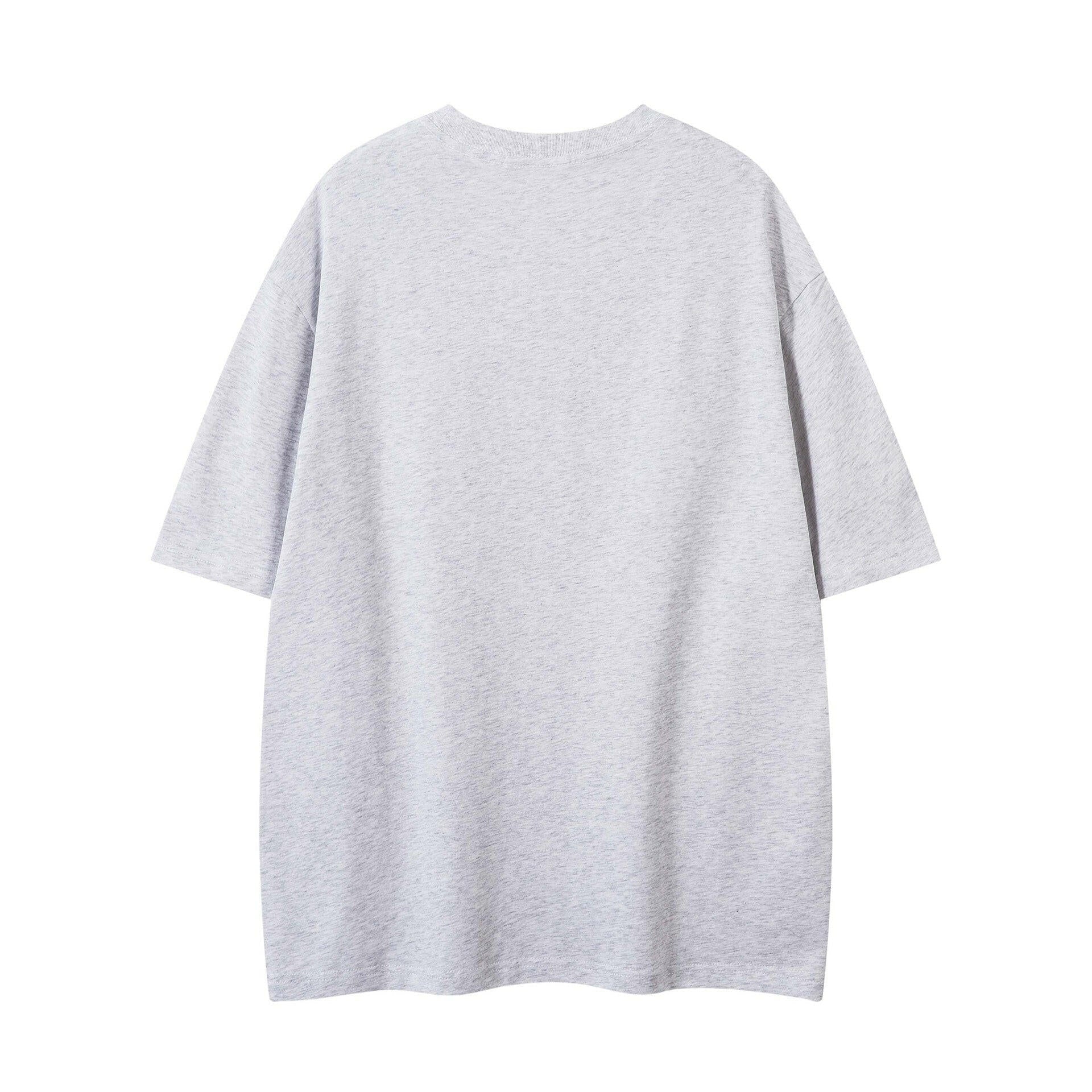 Hand - Painted Cartoon Cat Letter Print Short Sleeve T-Shirt Unisex Loose Casual Top - dev2 - aff