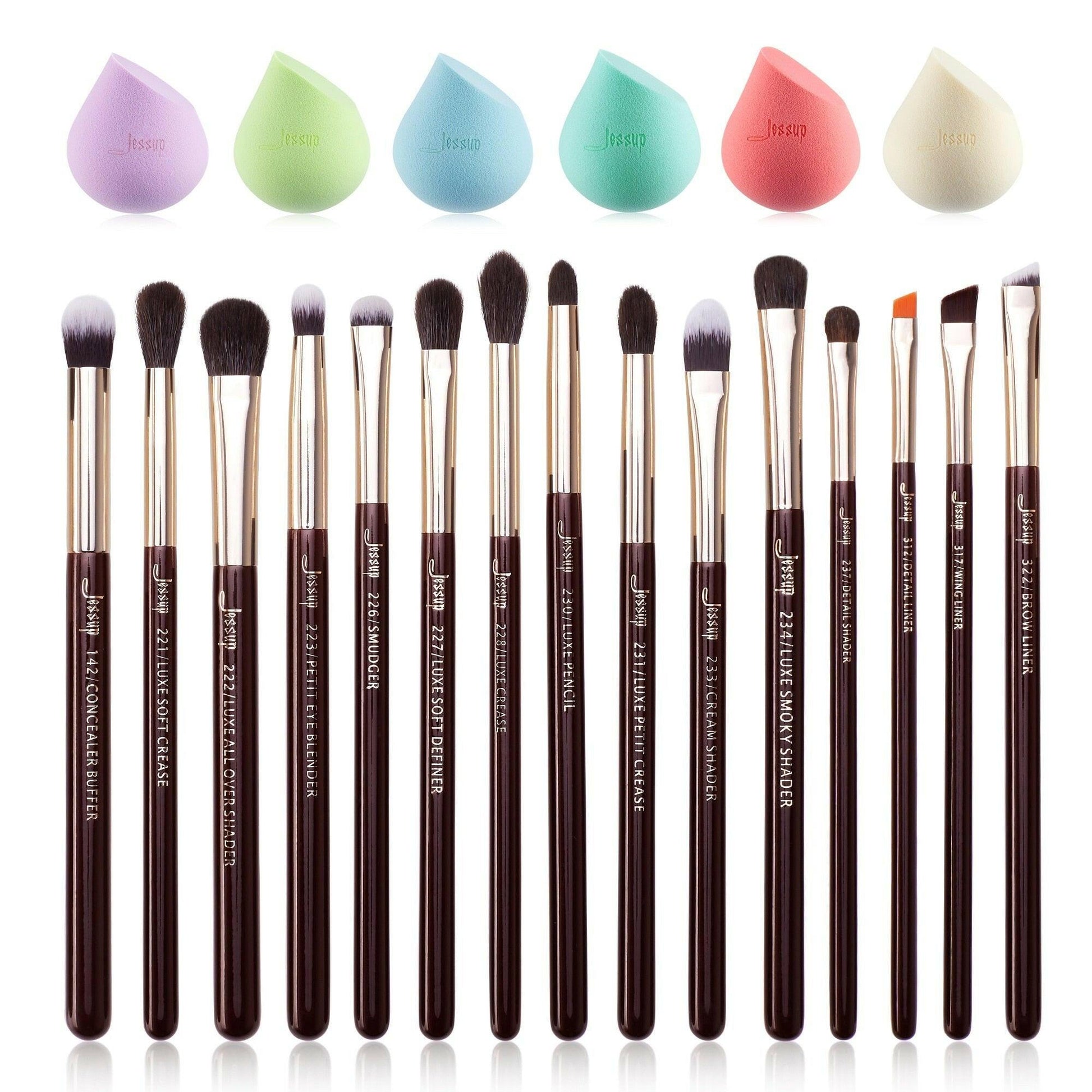 wtf Jessup Eye Makeup Brushes Set 15pcs Precise Eyeshadow Brush Eyebrow EyeLiner Blending Concealer Natural Synthetic Black T177.