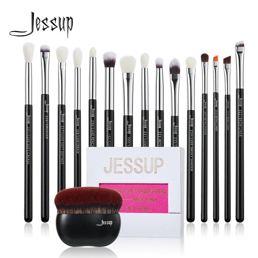 wtf Jessup Eye Makeup Brushes Set 15pcs Precise Eyeshadow Brush Eyebrow EyeLiner Blending Concealer Natural Synthetic Black T177.