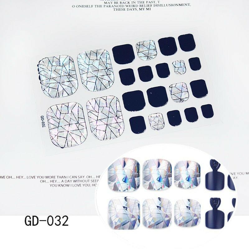 3333b 1 Sheet Full Cover Toe Nail Art Glitter Toenail Sticker Sparkling Foot Decals Dark Pink Sexy Summer Style Manicure Drop Ship.