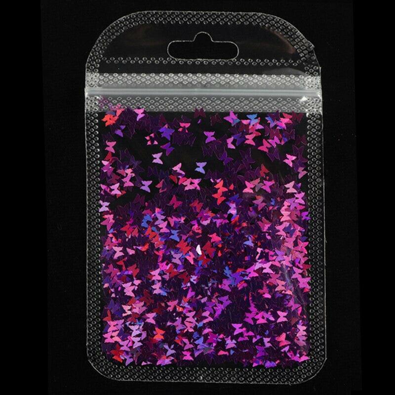 wtf Holographic Red Butterfly Nail Art Glitter Sequins 3D Laser Sheet Manicure Charm Parts For Nail Design Decoration Accessories.