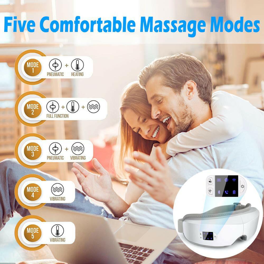 wtf 4D Smart Airbag Vibration Eye Massager Eye Care Instrumen Heating Bluetooth Music Relieves Fatigue And Dark Circles.