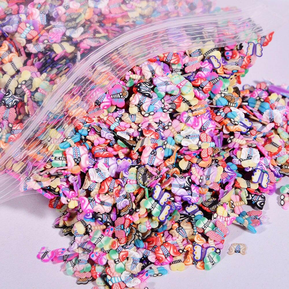 3333b 1000pcs/bag Polymer Clay Fruit Slices 5mm Diameter DIY Nail Art Decorations Sticker Mixed 23 Type Designs Tools Fruit Slice JK06.