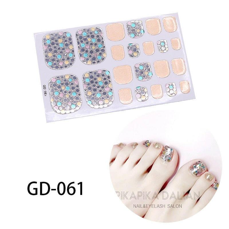 3333b 1 Sheet Full Cover Toe Nail Art Glitter Toenail Sticker Sparkling Foot Decals Dark Pink Sexy Summer Style Manicure Drop Ship.