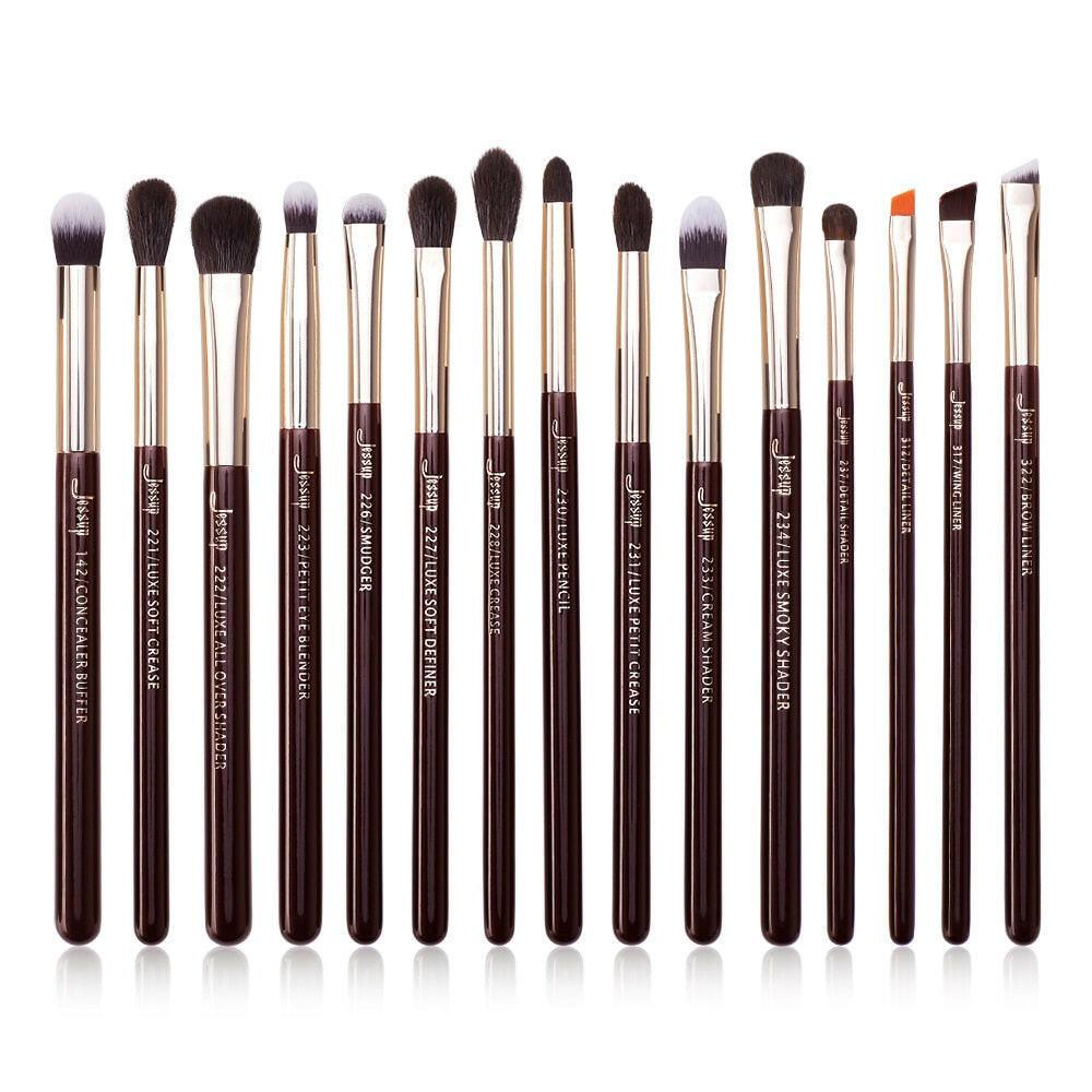 wtf Jessup Eye Makeup Brushes Set 15pcs Precise Eyeshadow Brush Eyebrow EyeLiner Blending Concealer Natural Synthetic Black T177.