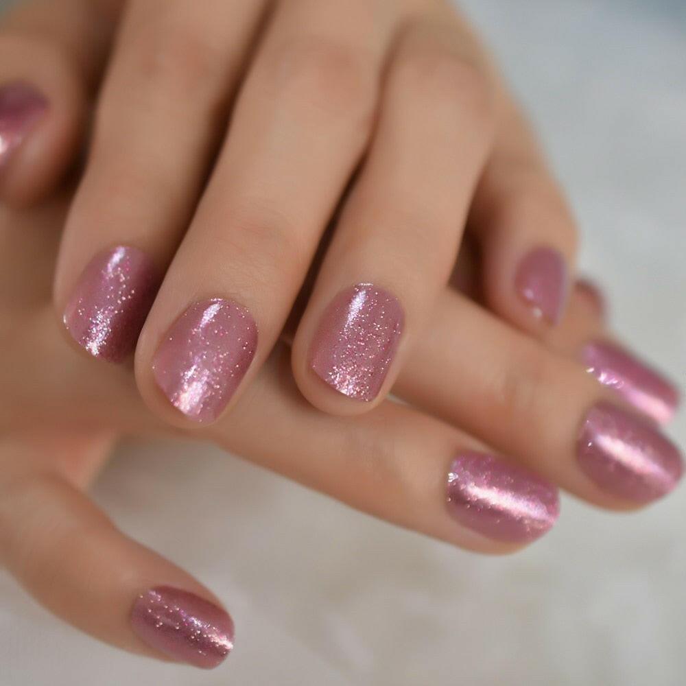 2222 Gel Cover False Nails Gold Glitter Nude Ladi&#39;s Press On Fingernails Short With Adhesive Tabs Perfect For Daily.