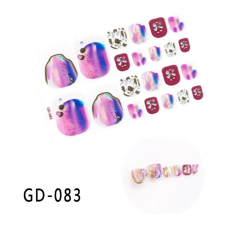 wtf 1 Sheet Full Cover Toe Nail Art Glitter Toenail Sticker Sparkling Foot Decals Dark Pink Sexy Summer Style Manicure Drop Ship.