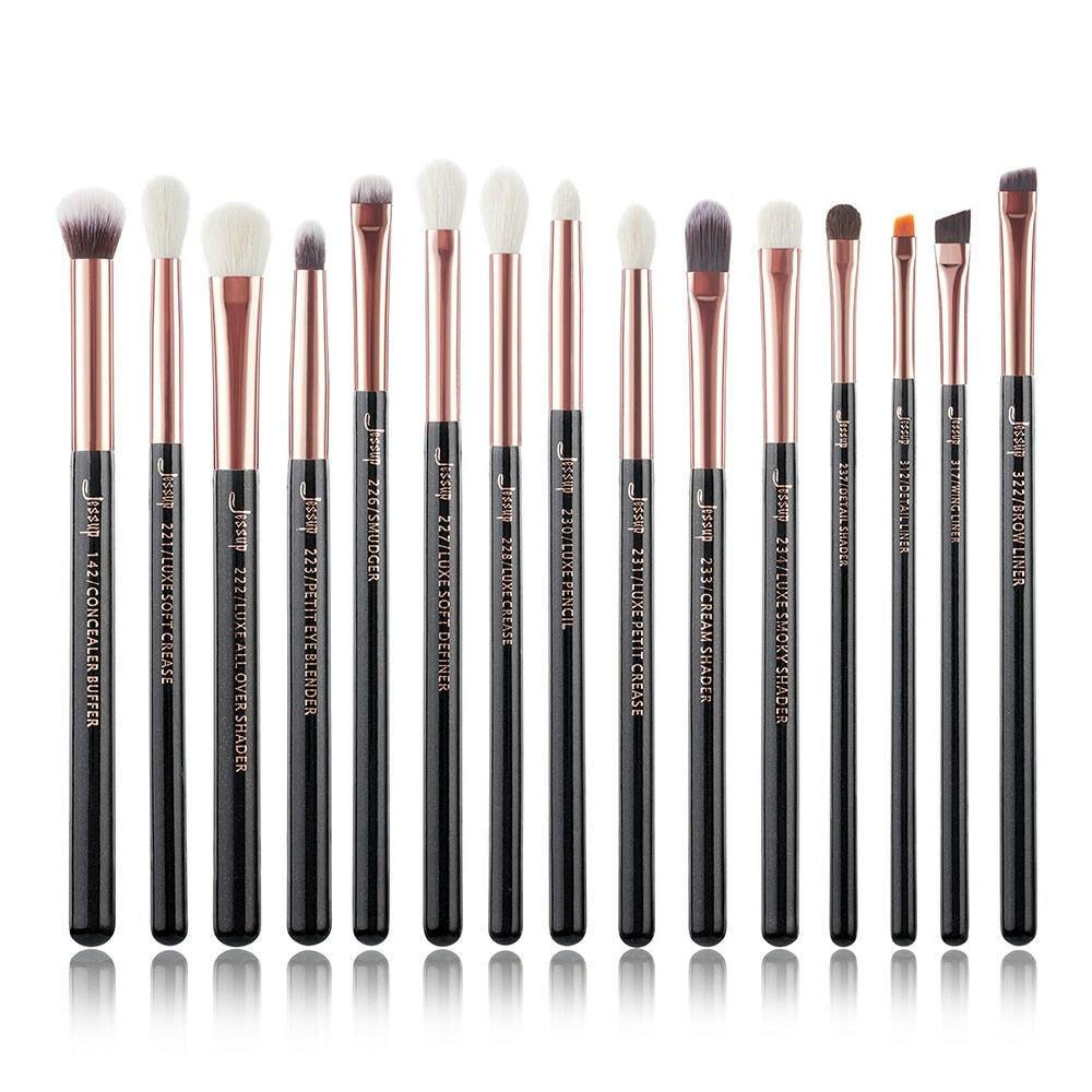 wtf Jessup Eye Makeup Brushes Set 15pcs Precise Eyeshadow Brush Eyebrow EyeLiner Blending Concealer Natural Synthetic Black T177.