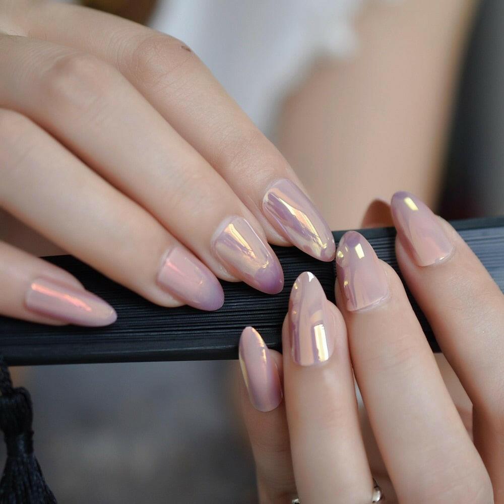 wtf Gel Cover False Nails Gold Glitter Nude Ladi&#39;s Press On Fingernails Short With Adhesive Tabs Perfect For Daily.