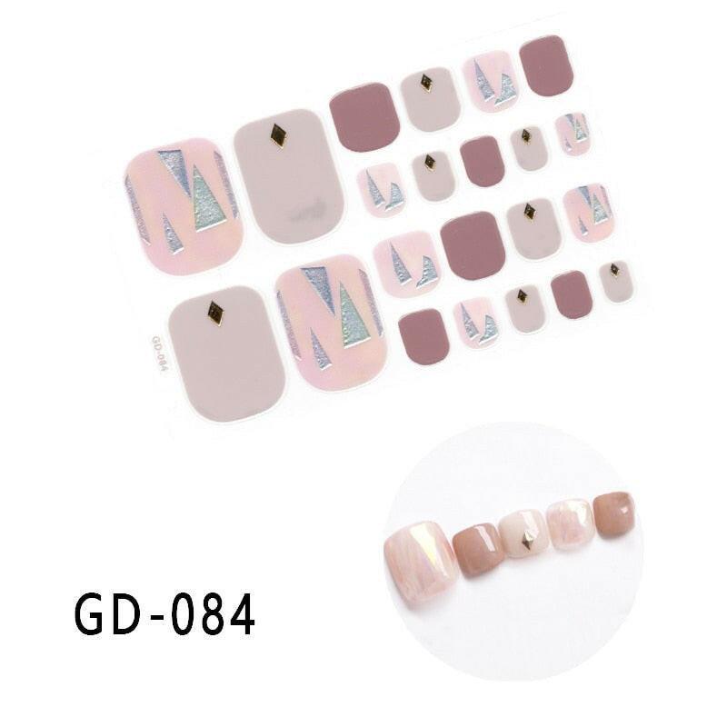 3333b 1 Sheet Full Cover Toe Nail Art Glitter Toenail Sticker Sparkling Foot Decals Dark Pink Sexy Summer Style Manicure Drop Ship.