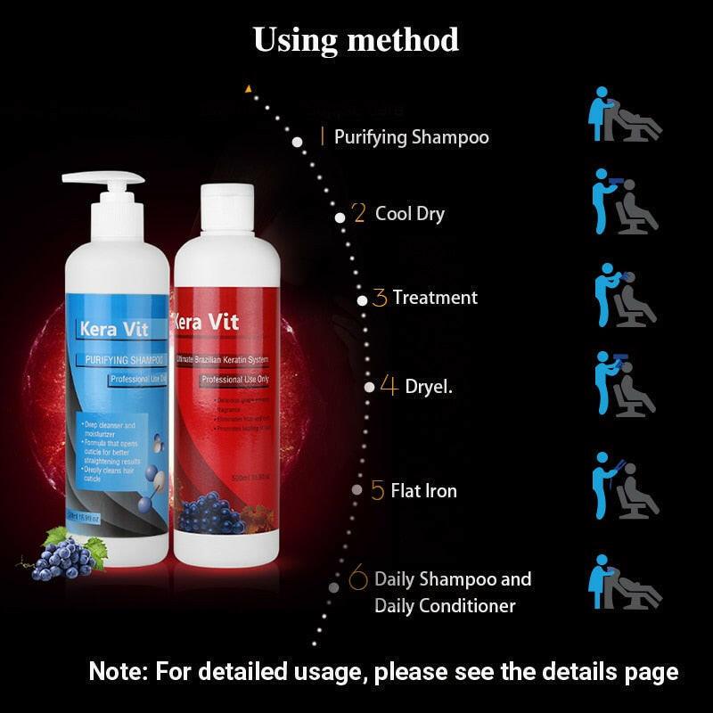 wtf KeraVit 500ml Straightening Hair Product 5% Brazilian Treatment Keratin Hair Straightening+500ml Purifying Shampoo Free Shipping.