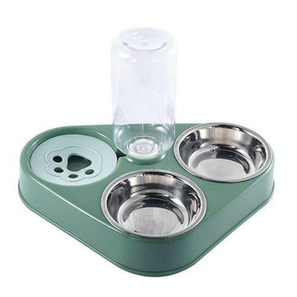 wtf 500ML Dog Bowl Cat Feeder Bowl With Dog Water Bottle Automatic Drinking Pet Bowl Cat Food Bowl Pet Stainless Steel Double 3 Bowl.