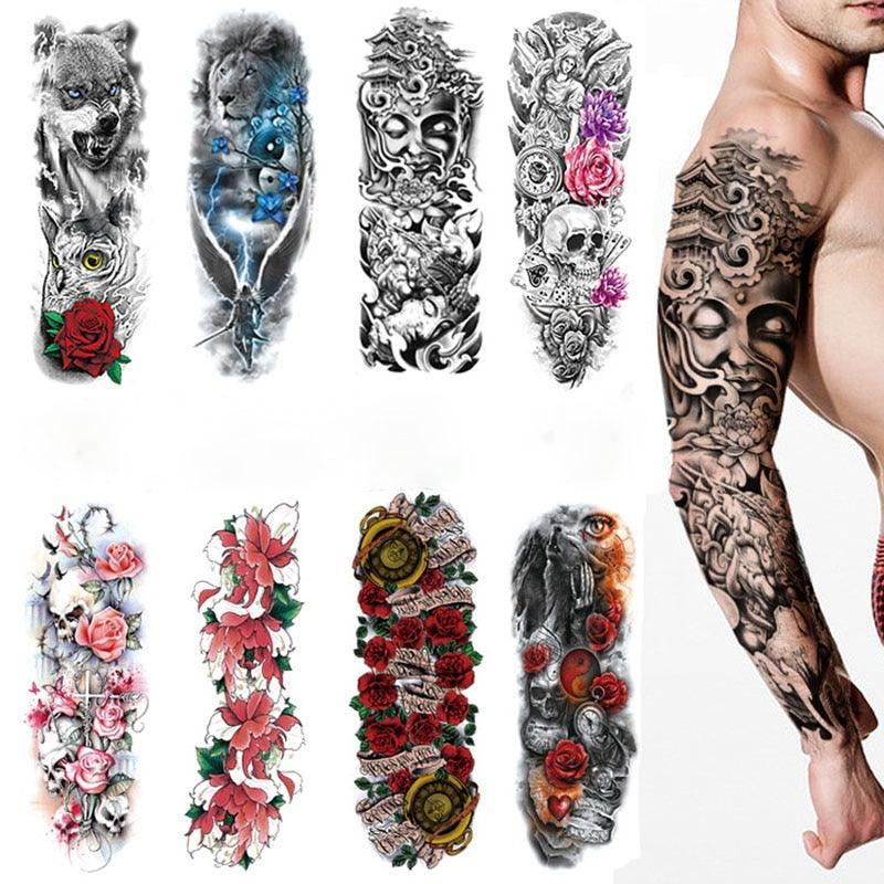 2222 Waterproof Temporary Tattoo Full Arm Temporary Tattoo Body Stickers for Man Women Dropshipping.