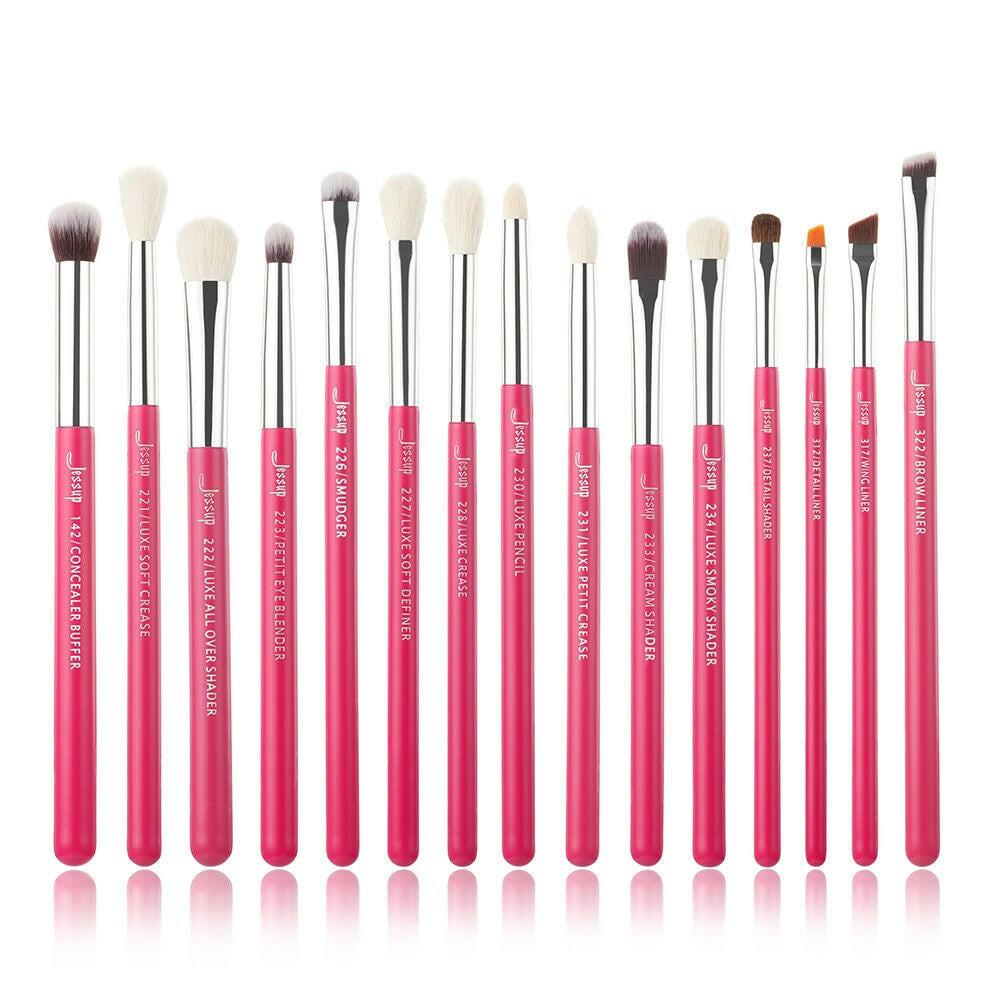 wtf Jessup Eye Makeup Brushes Set 15pcs Precise Eyeshadow Brush Eyebrow EyeLiner Blending Concealer Natural Synthetic Black T177.