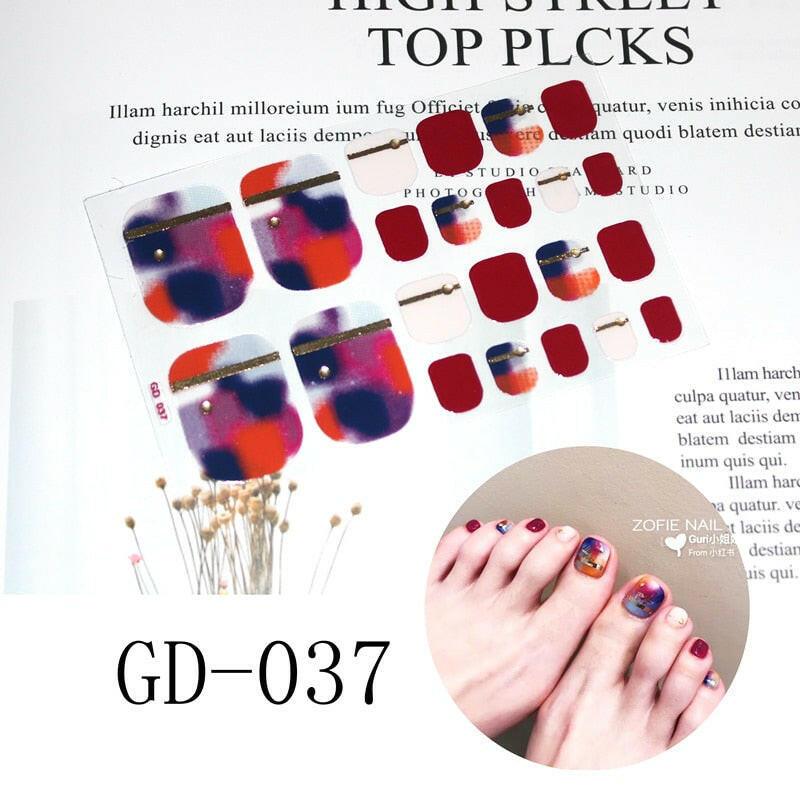 3333b 1 Sheet Full Cover Toe Nail Art Glitter Toenail Sticker Sparkling Foot Decals Dark Pink Sexy Summer Style Manicure Drop Ship.