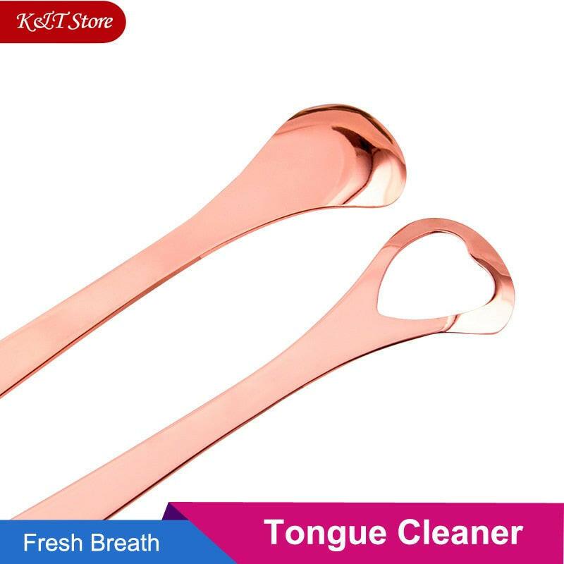 wtf Stainless steel tongue cleaner two colors metal tongue scraper oral care tool brush cleaning remove stain to fresher breath.