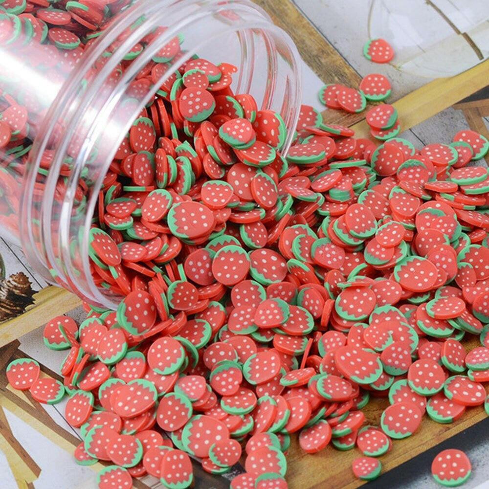 wtf 1000pcs/bag Polymer Clay Fruit Slices 5mm Diameter DIY Nail Art Decorations Sticker Mixed 23 Type Designs Tools Fruit Slice JK06.