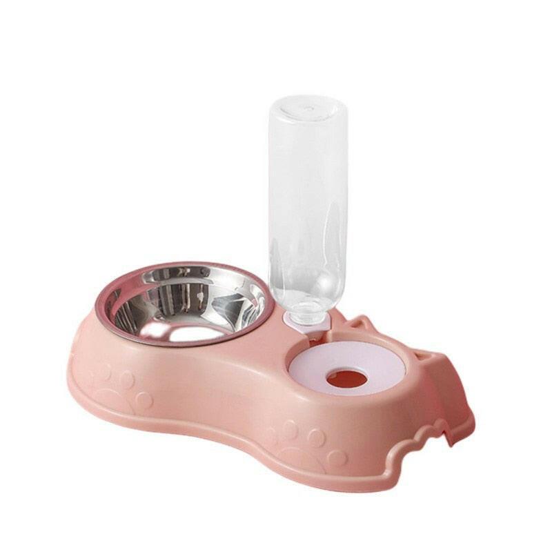 wtf 500ML Dog Bowl Cat Feeder Bowl With Dog Water Bottle Automatic Drinking Pet Bowl Cat Food Bowl Pet Stainless Steel Double 3 Bowl.