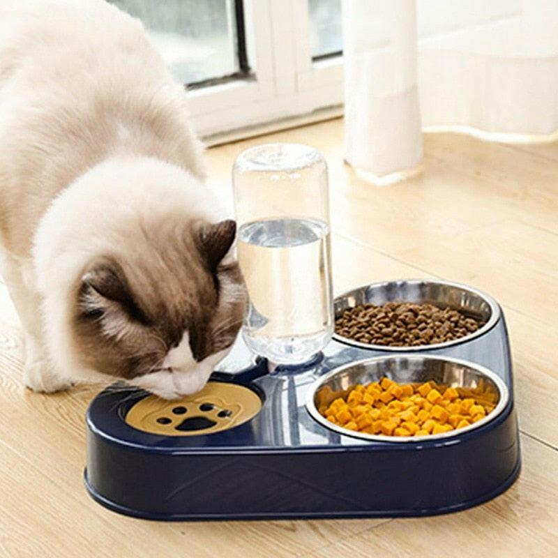 wtf 500ML Dog Bowl Cat Feeder Bowl With Dog Water Bottle Automatic Drinking Pet Bowl Cat Food Bowl Pet Stainless Steel Double 3 Bowl.