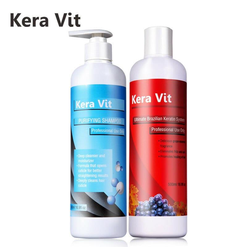 wtf KeraVit 500ml Straightening Hair Product 5% Brazilian Treatment Keratin Hair Straightening+500ml Purifying Shampoo Free Shipping.