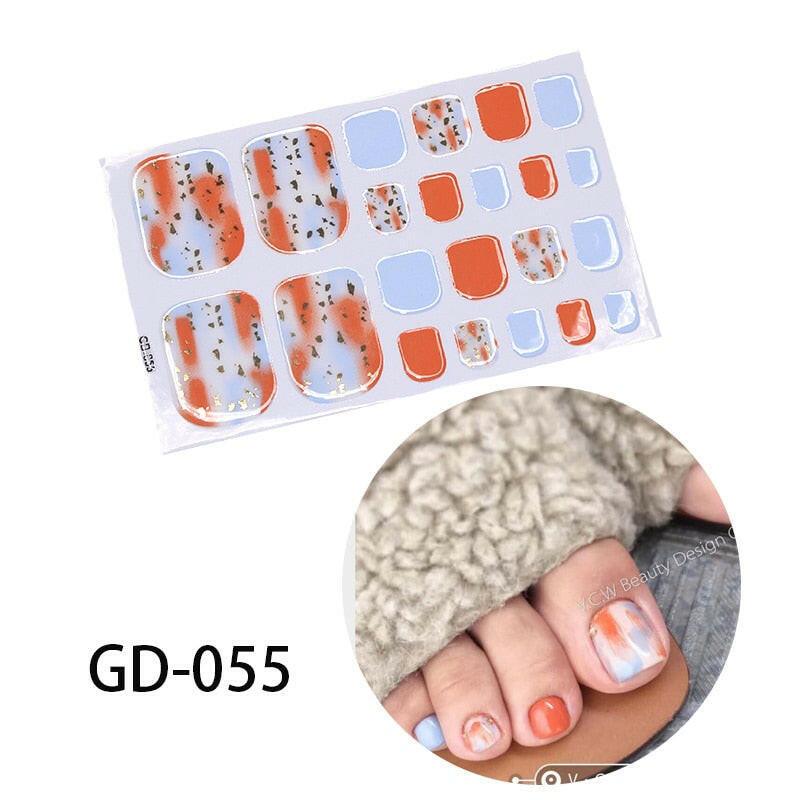 3333b 1 Sheet Full Cover Toe Nail Art Glitter Toenail Sticker Sparkling Foot Decals Dark Pink Sexy Summer Style Manicure Drop Ship.