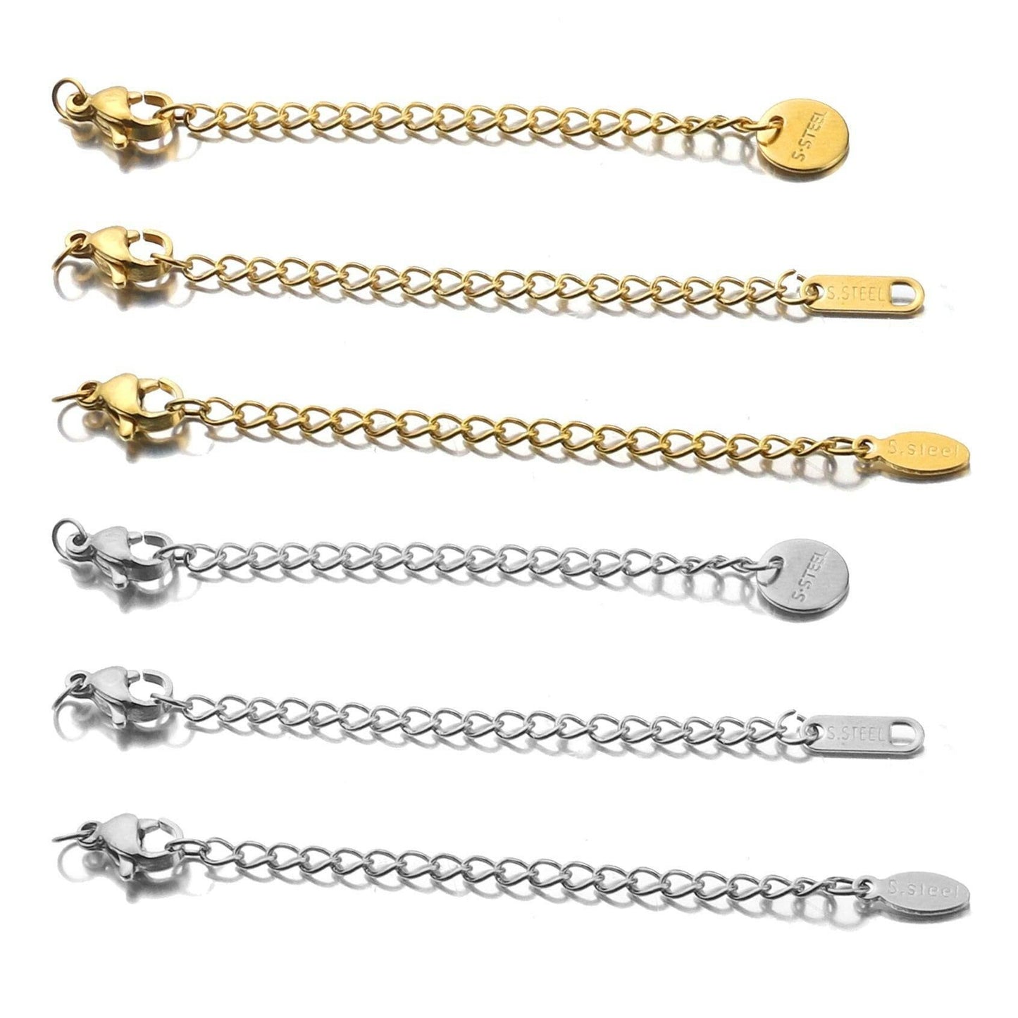 wtf 10pcs/lot Stainless Steel  Extended Extension Tail Chain Lobster Clasps Connector DIY Jewelry Making Findings Bracelet Necklace.