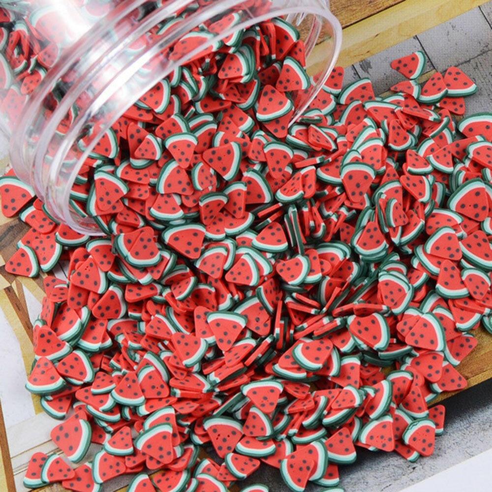 wtf 1000pcs/bag Polymer Clay Fruit Slices 5mm Diameter DIY Nail Art Decorations Sticker Mixed 23 Type Designs Tools Fruit Slice JK06.