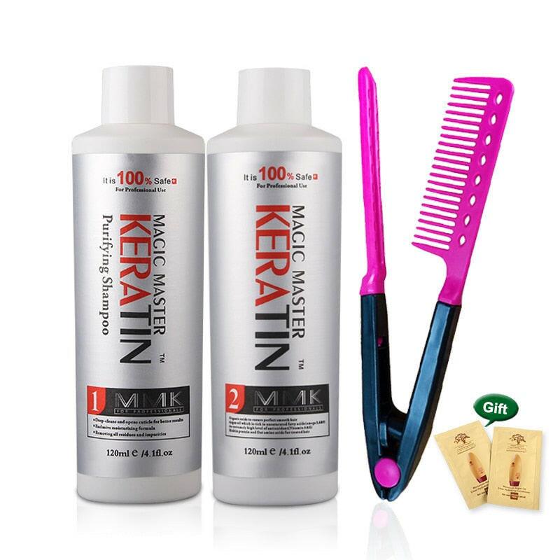 wtf 120ml MMK Keratin Treatment For Hair Coconut Oil Straightening Without Formalin Hair Treatment Set+Free Red Comb.