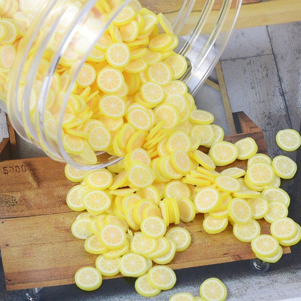 wtf 1000pcs/bag Polymer Clay Fruit Slices 5mm Diameter DIY Nail Art Decorations Sticker Mixed 23 Type Designs Tools Fruit Slice JK06.