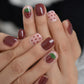 Gel Cover False Nails Gold Glitter Nude Ladi's Press On Fingernails Short With Adhesive Tabs Perfect For Daily.