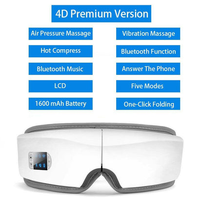 wtf 4D Smart Airbag Vibration Eye Massager Eye Care Instrumen Heating Bluetooth Music Relieves Fatigue And Dark Circles.