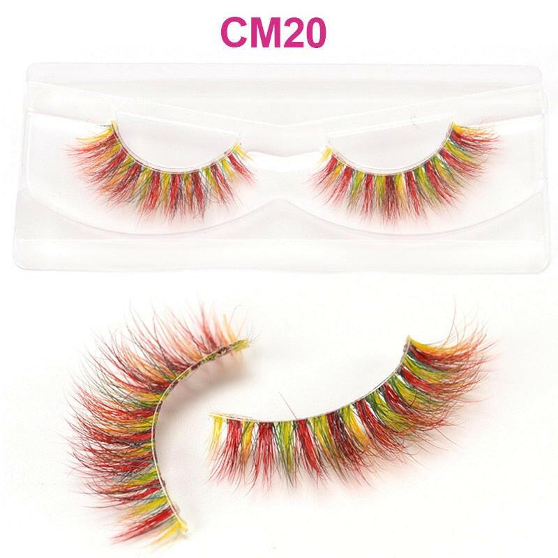 2222 OKAYLASH 3D 6D False Colored Eyelashes Natural Real Mink fluffy Style  Eye lash Extension Makeup Cosplay Colorful Eyelash.