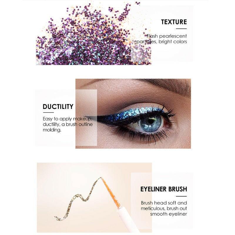 wtf Focallure Liquid Glitter Eyeliner Pencils White Gold Color Shining Shimmer Eye Liner Makeup Pen.